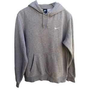 Nike Hoodie Mens Gray Swoosh Pullover Sweatshirt Athletic